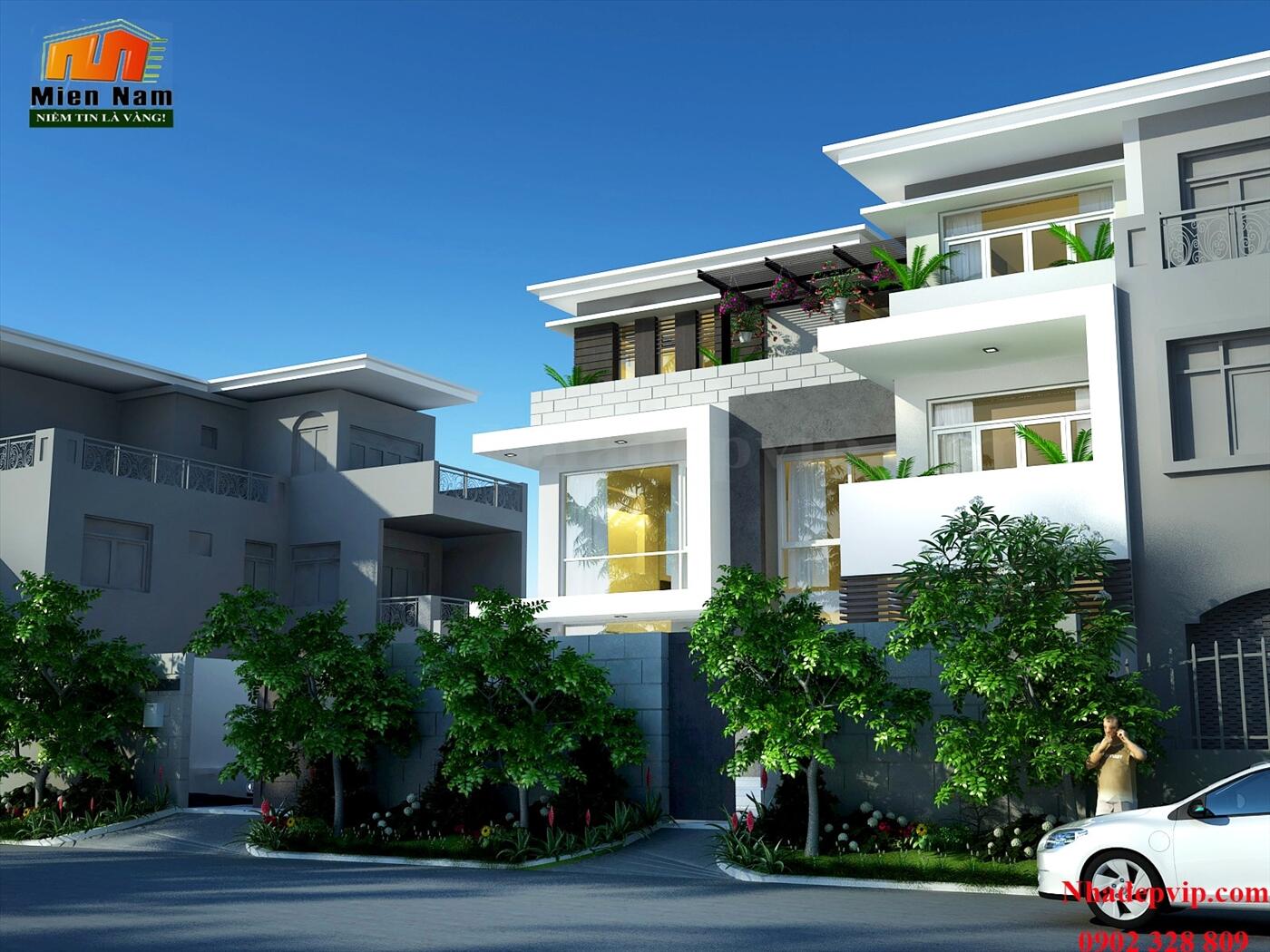 Xây dựng biệt thự hiện đại Chị Hoàng Oanh Quận 12 Xây dựng biệt thự hiện đại Chị Hoàng Oanh Quận 12