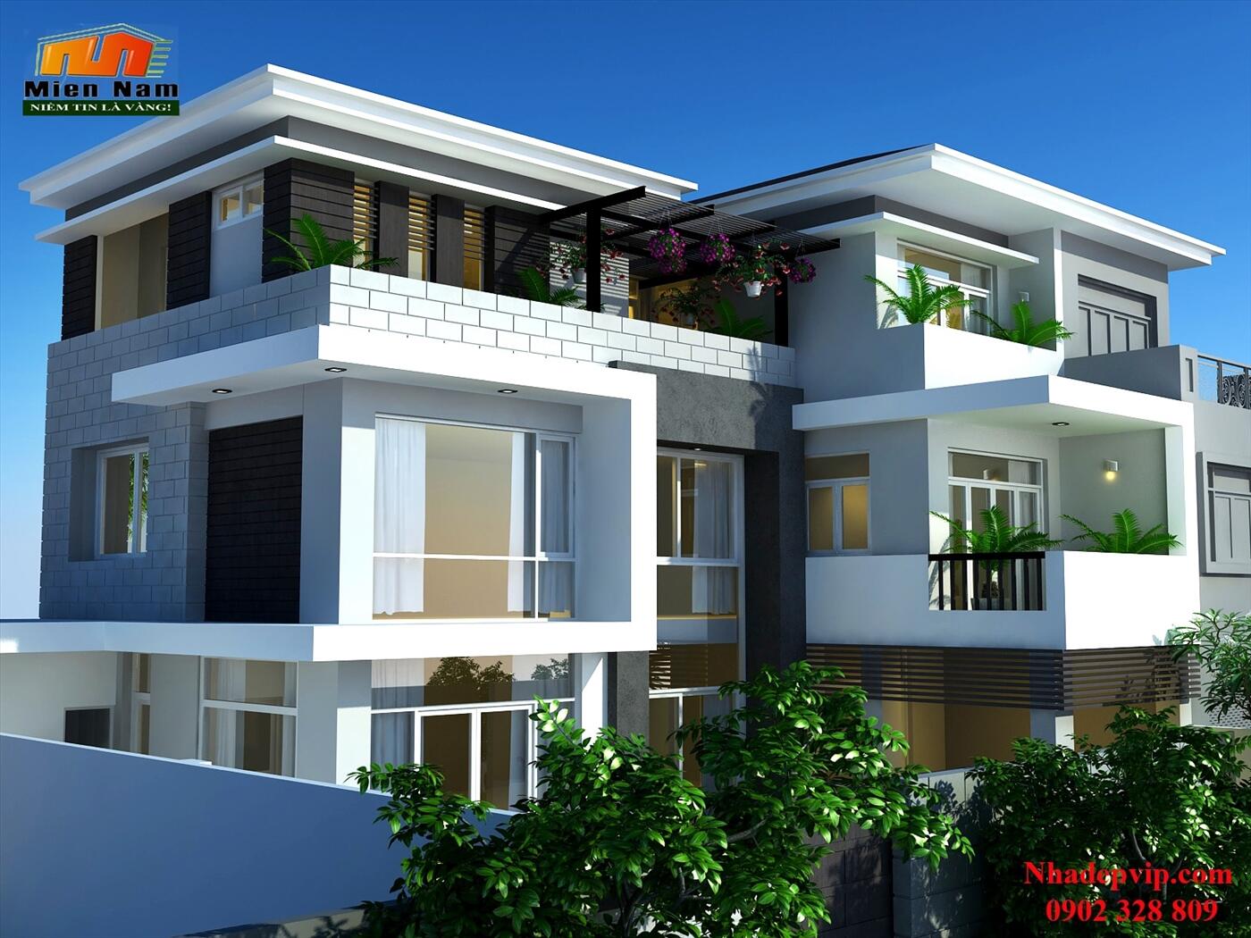 Xây dựng biệt thự hiện đại Chị Hoàng Oanh Quận 12 Xây dựng biệt thự hiện đại Chị Hoàng Oanh Quận 12