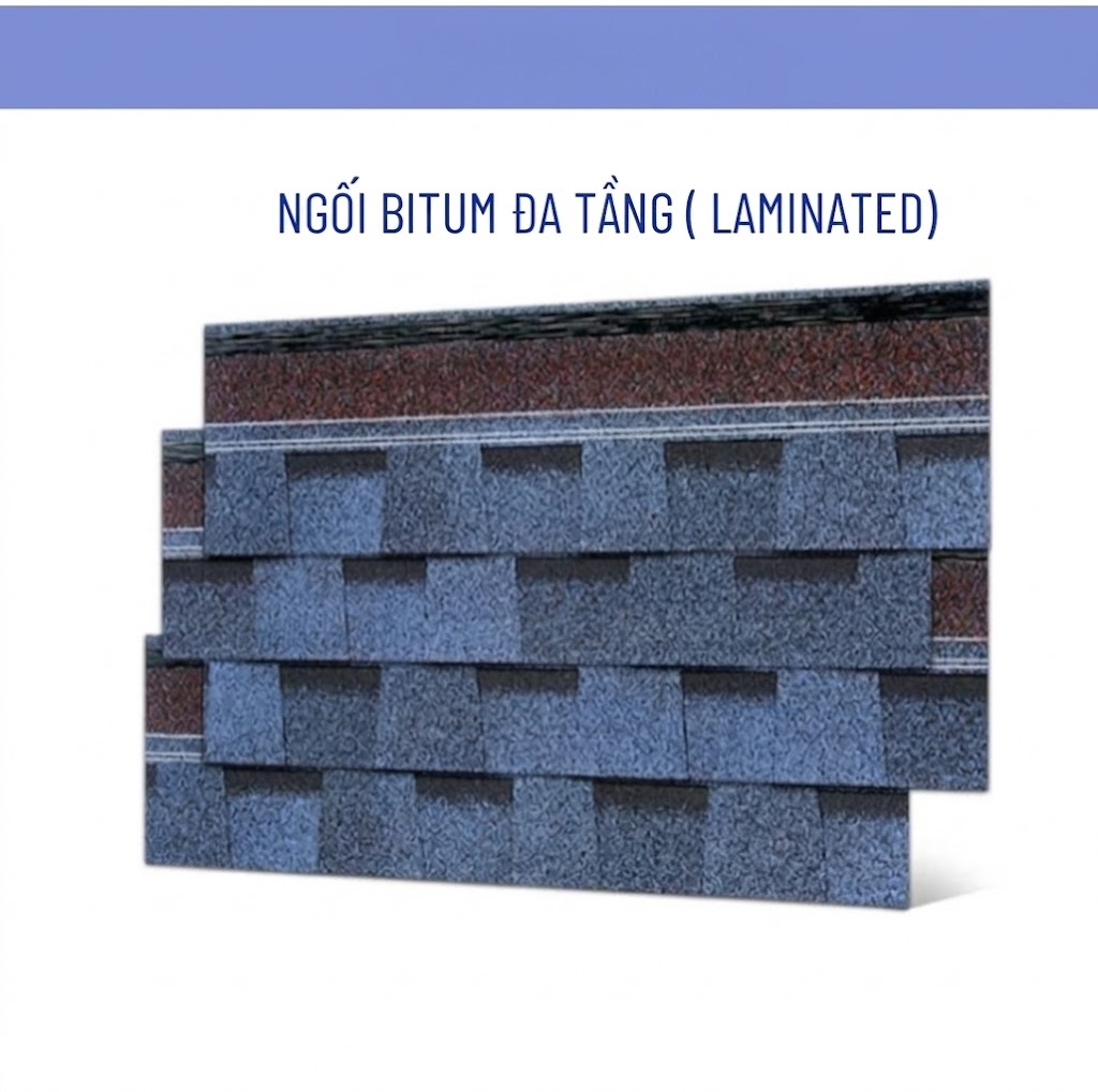 Ngói lợp bitum phủ đá dạng đa tầng EW005-BITUM- MÀU XANH DƯƠNG