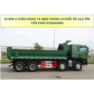 XE BEN 4 CHÂN HOWO TX D800 THÙNG 12,3 KHỐI TẢI TRỌNG 14,8 TẤN