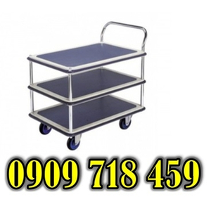Xe đẩy 4 bánh 3 tầng đáy thép