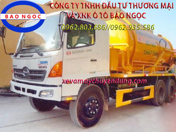XE HÚT CHẤT THẢI, HÚT BÙN VẬN CHUYỂN CHẤT THẢI 12 KHỐI HINO FM