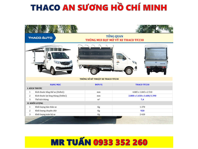 XE TẢI TF230 THÙNG MUI BẠT MỞ VỈ