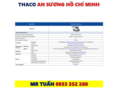 XE TẢI TF230 THÙNG MUI BẠT MỞ VỈ