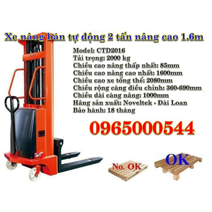 Xe nâng bán tự động 2 tấn nâng cao 1.6m giảm giá không phanh