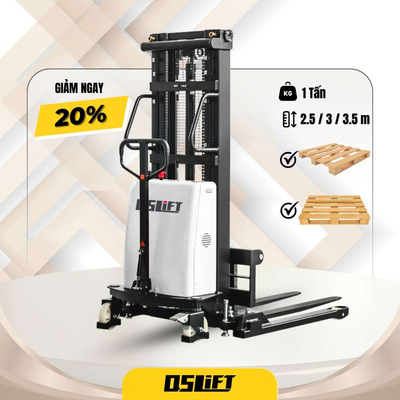 Xe nâng bán tự động chân rộng