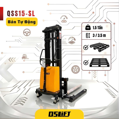Xe nâng bán tự động chân rộng