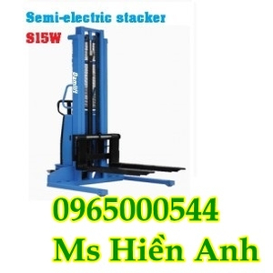 Xe nâng bán tự dộng chân rộng 1 tấn nâng cao 3m