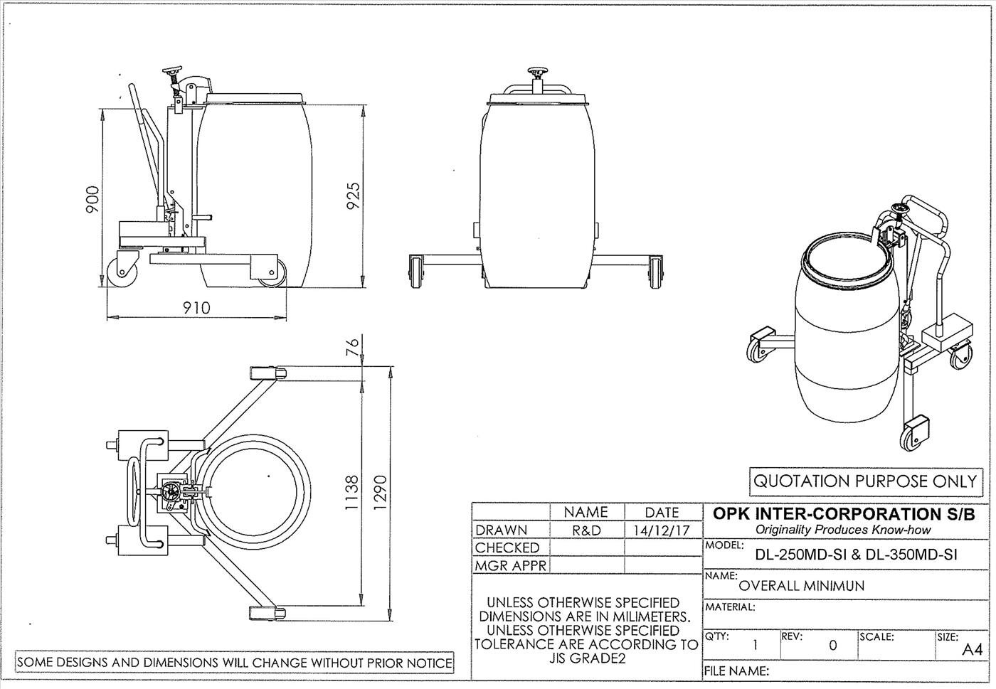 xe nâng di chuyển phuy opk, xe nâng phuy, giá xe di chuyển thùng phuy,
