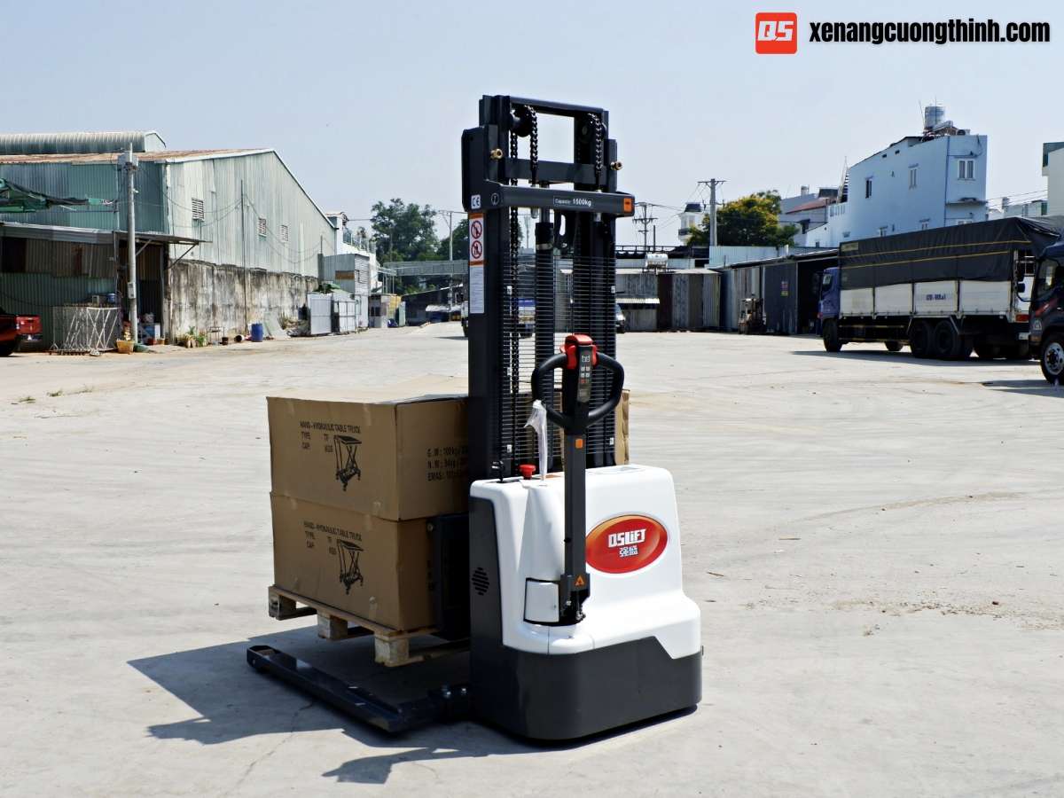 Xe nâng điện chân rộng đi bộ lái | Pallet 2 mặt