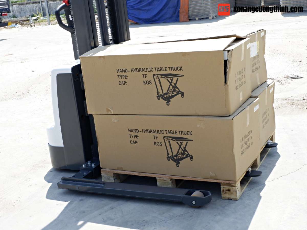 Xe nâng điện chân rộng đi bộ lái | Pallet 2 mặt