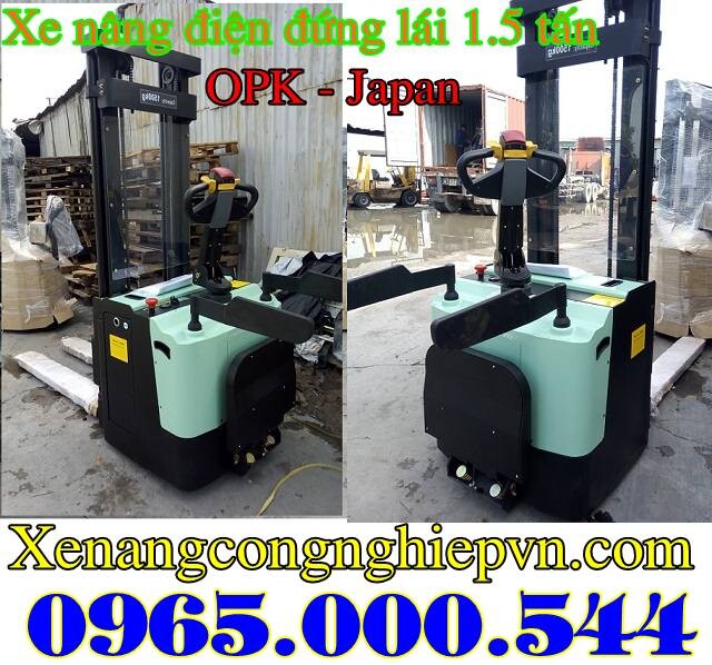 xe nâng điện đứng lái 1.5 tấn opk nhật bản