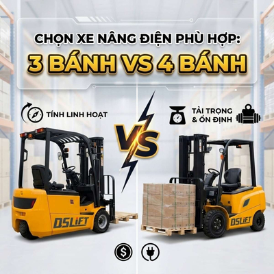 Xe Nâng Điện Ngồi Lái 3 Bánh và 4 Bánh: So Sánh Chi Tiết & Hướng Dẫn Chọn Đúng Theo Kho Hàng