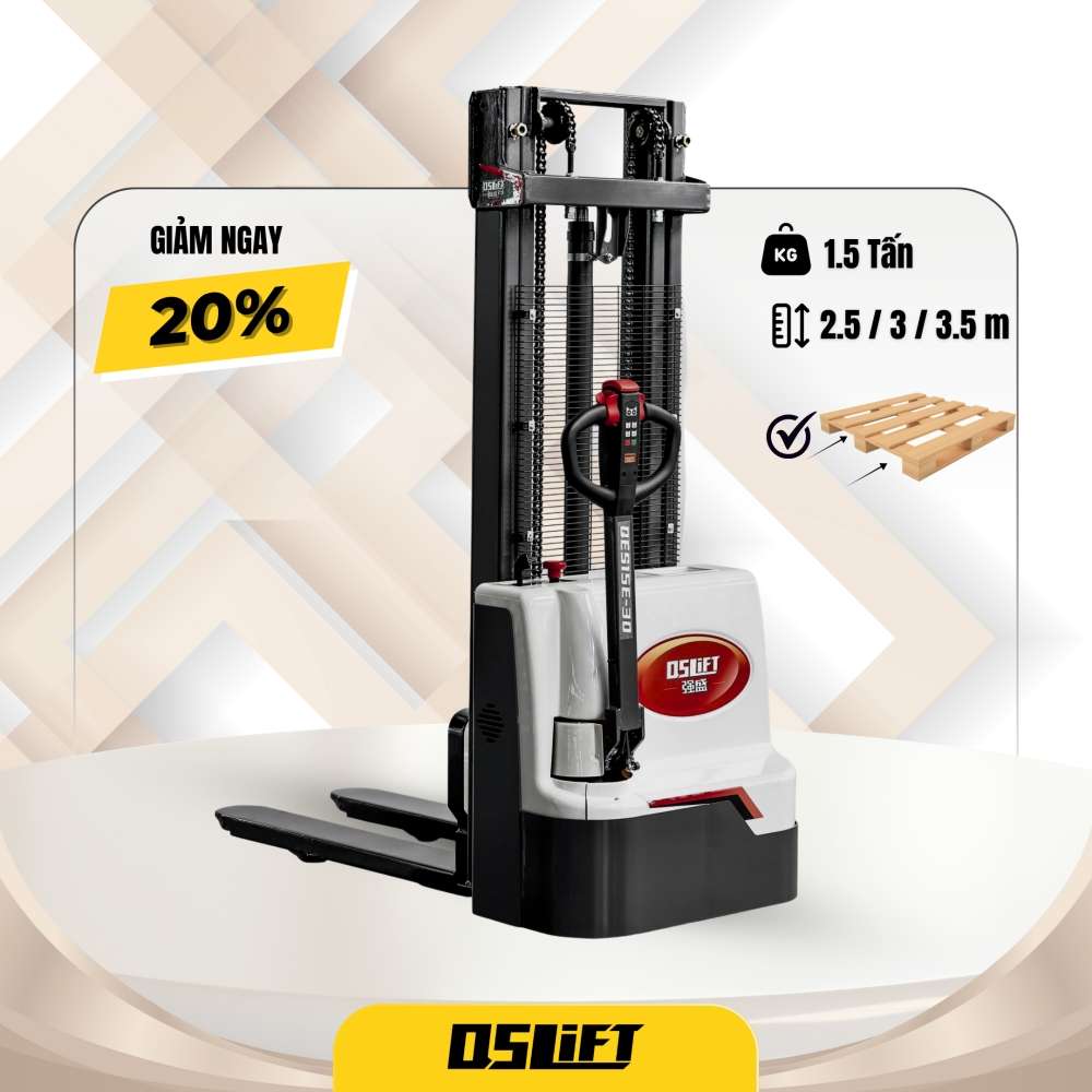 Xe Nâng Điện Stacker 1.5 Tấn Đi Bộ Lái