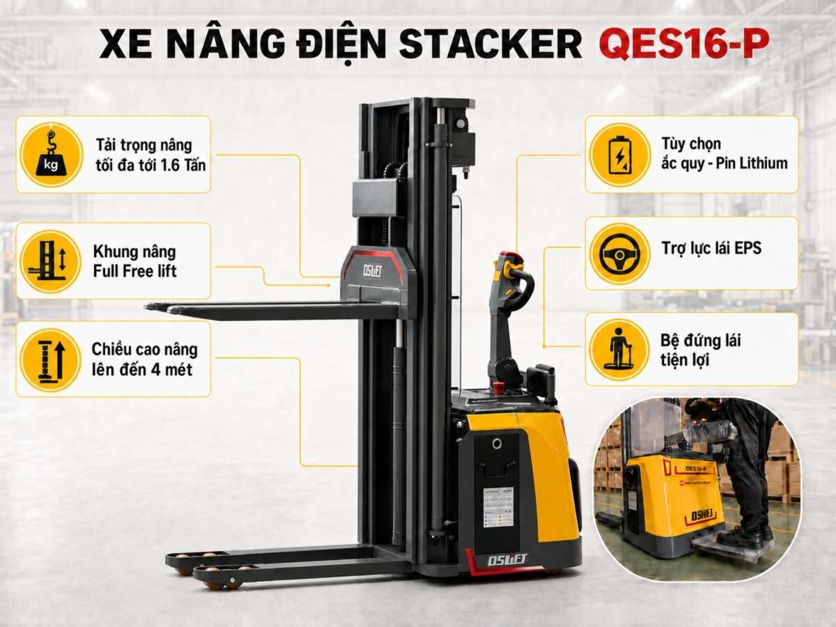 Tư Vấn Giải Pháp - Bàn Giao Xe Nâng Stacker 1.6 Tấn QSLift QES16-P