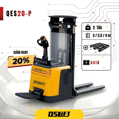 Xe Nâng Điện Stacker 2 Tấn Có Bệ Đứng Lái | Series QES20P