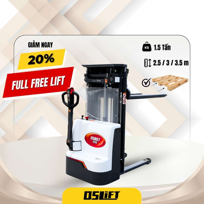 Xe Nâng Điện Stacker Full Free Lift - 1.5 Tấn
