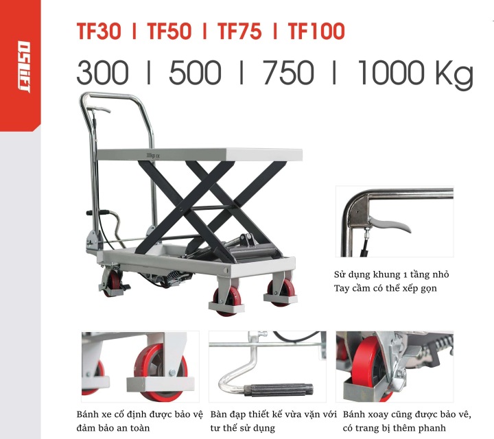 Xe nâng mặt bàn 300kg - 500kg - 700kg - 1000kg nhập khẩu chính hãng QSLift