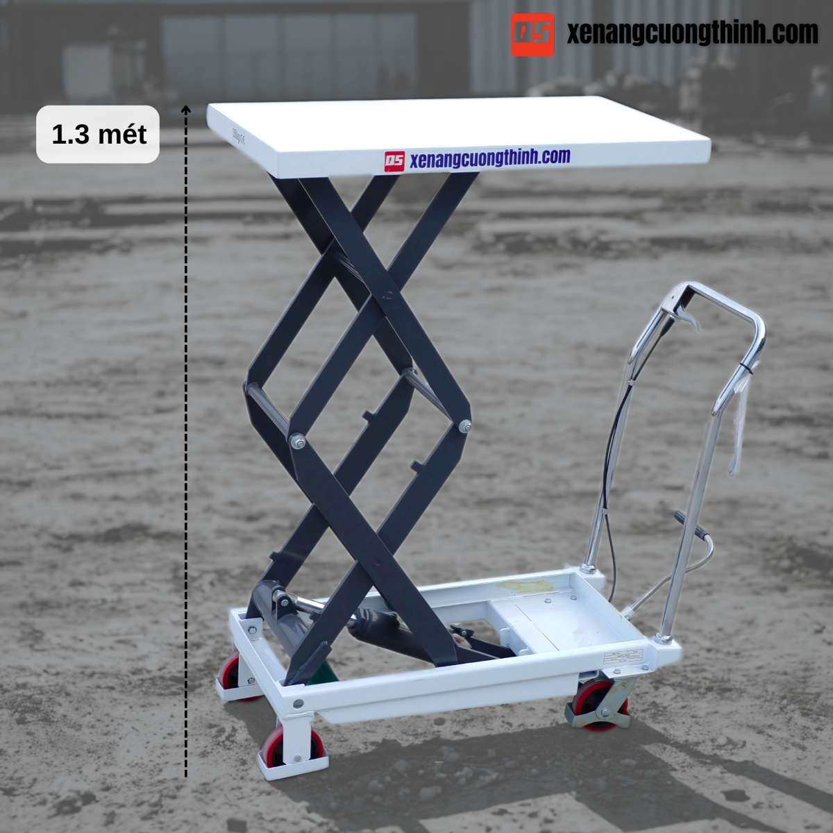 Xe nâng mặt bàn 350kg - 2 tầng zigzag 1.3m