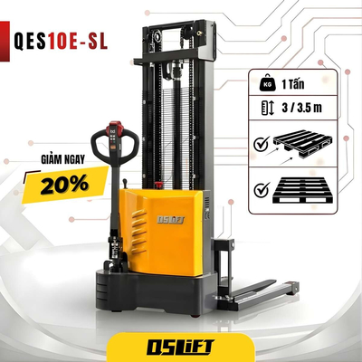 Xe Nâng Stacker Chân Rộng 1 Tấn - Bằng Điện | QES10E-SL