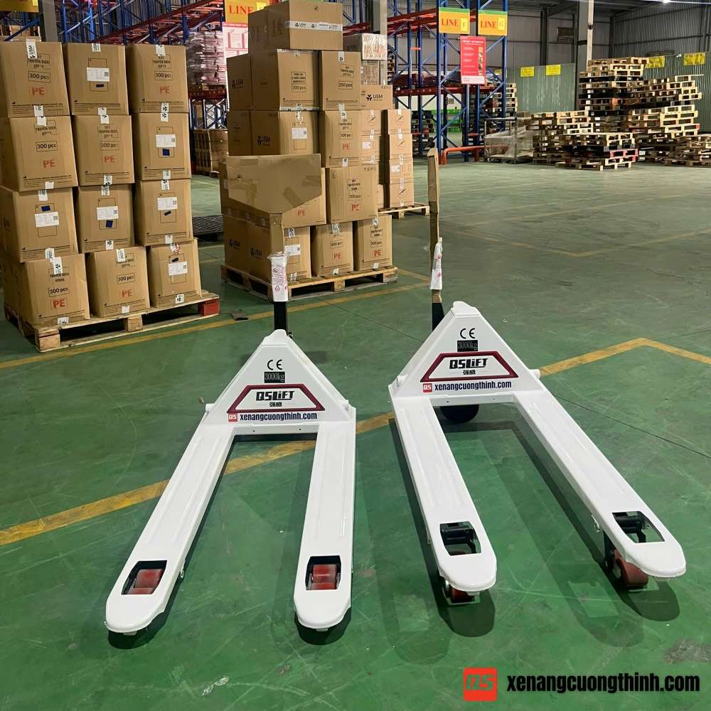 Xe nâng tay 3 Tấn - Bơm AC - Càng rộng
