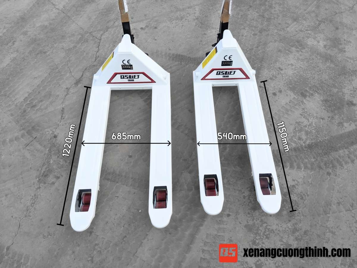 Xe nâng tay 3 Tấn càng rộng và càng hẹp