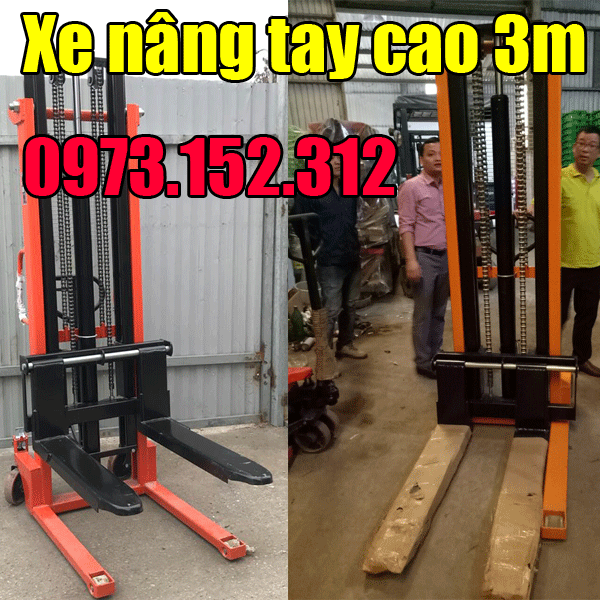 Xe nâng tay cao 3m tải trọng 1 tấn 1.5 tấn giá rẻ tại Hà Nội