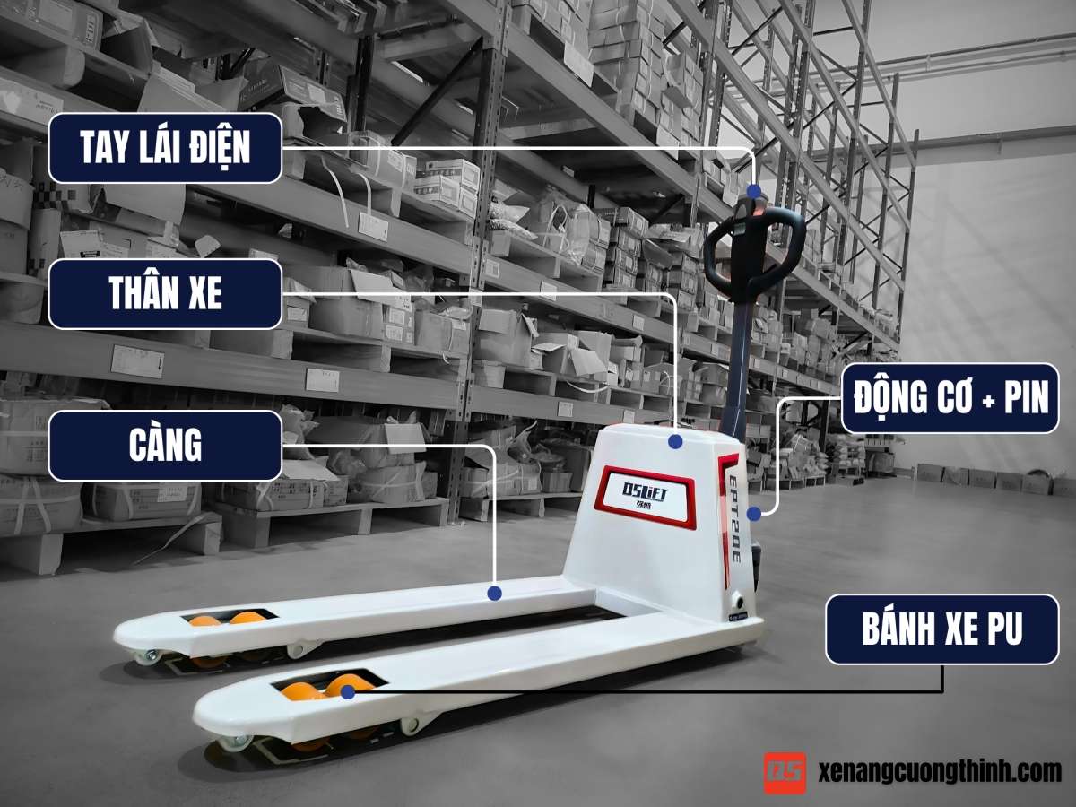 Xe nâng tay điện thấp 2 Tấn Giá Rẻ | Xe nâng Cường Thịnh