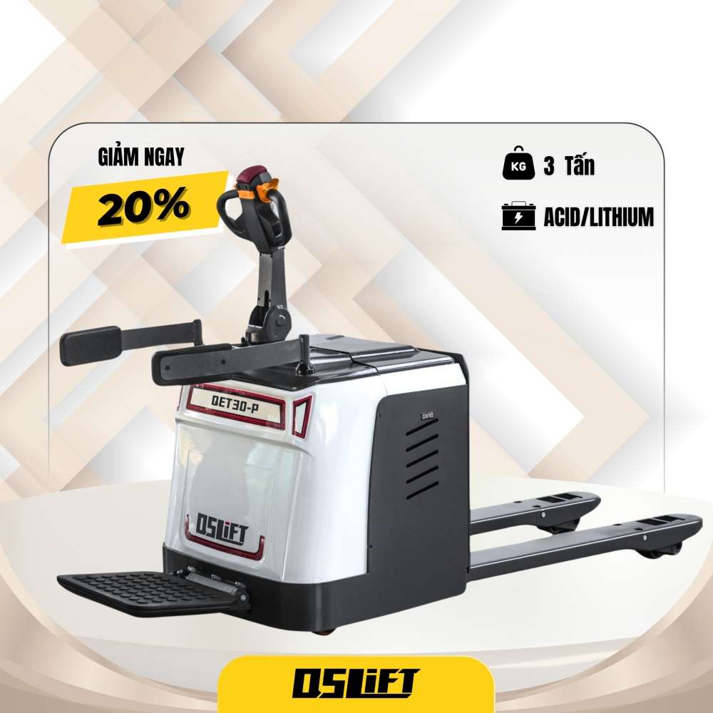 Mua Xe Nâng Tay Điện Thấp 3 Tấn - Có Bệ Lái - Công Suất Cao - Mới 100%