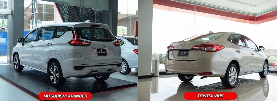 xe ô tô Toyota Vios và Mitsubishi XPander