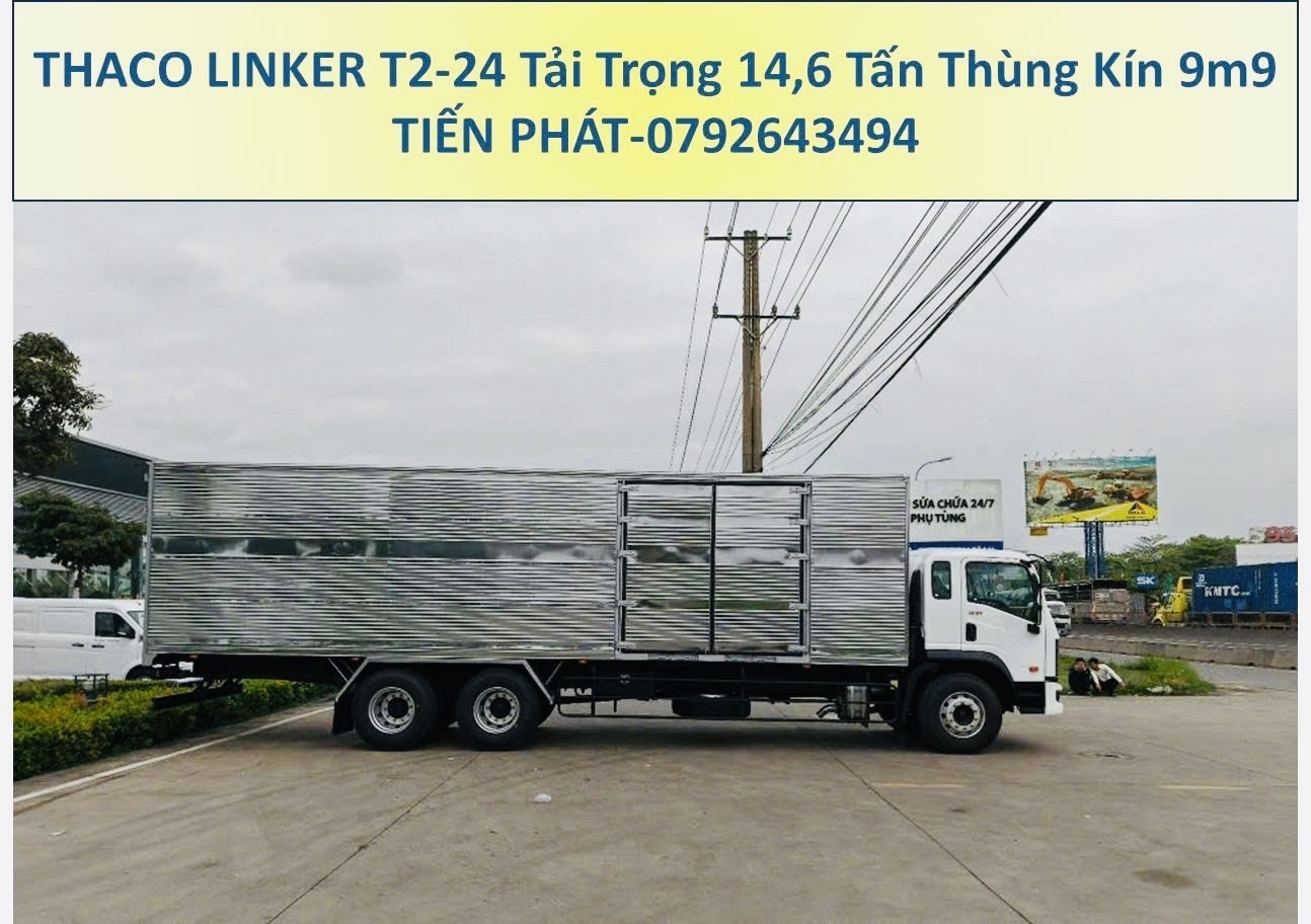 Xe Tải 3 Chân 15 Tấn Thaco Linker T2-24 Thùng Kín 9m9