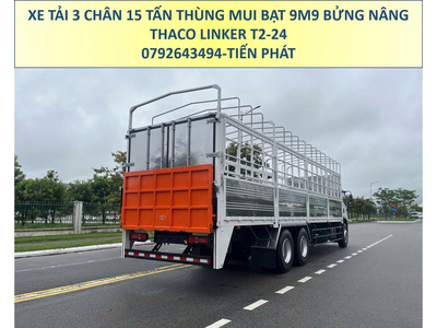 Xe Tải 3 Chân 15 Tấn Thùng Mui Bạt 9m9 Bửng Nâng Thaco Linker T2-24