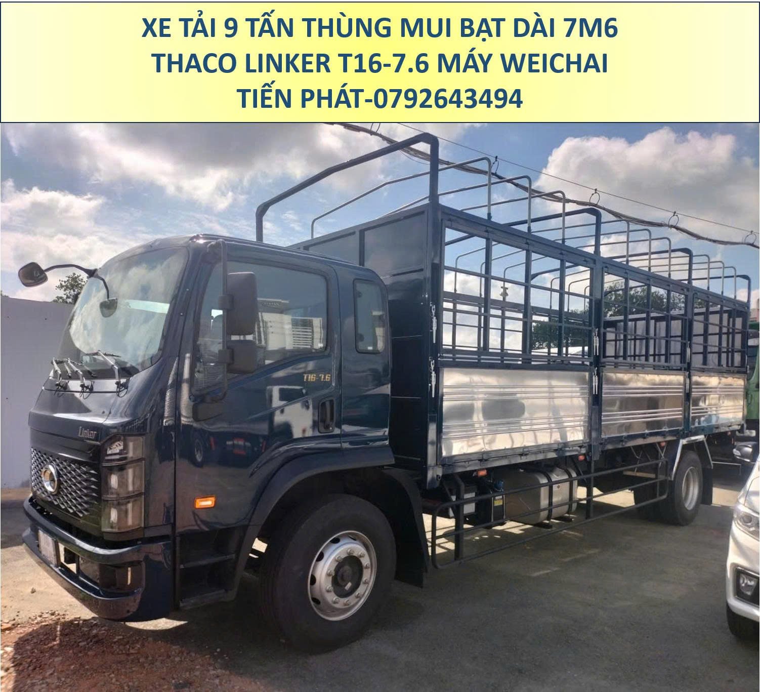 Xe Tải 9 Tấn Thùng Mui Bạt 7m6 Thaco Linker S T16-7.6 Mới Nhất