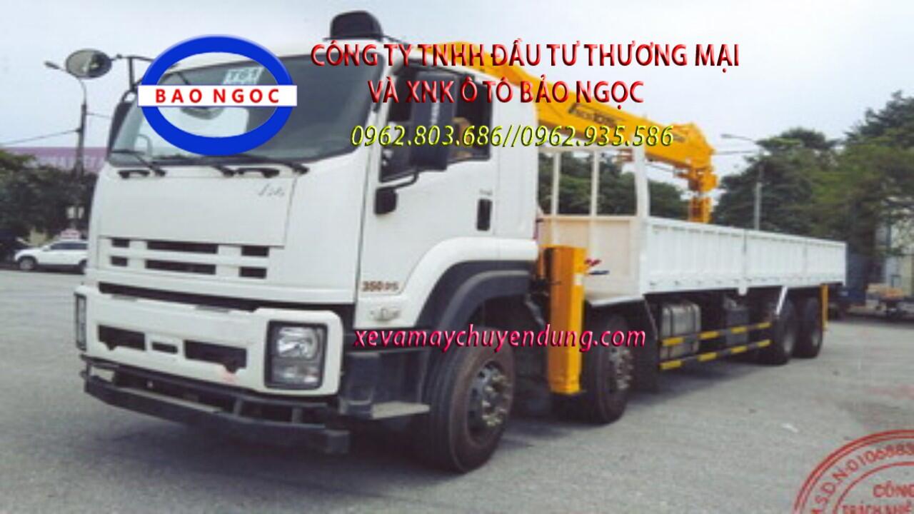 Xe tải isuzu 4 chân Vĩnh Phát FV300 gắn cẩu 12 tấn soosan