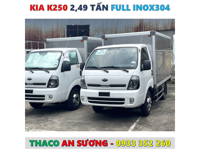 GIÁ XE TẢI KIA LĂN BÁNH BAO NHIÊU? KIA K250 FULL INOX 304 CỰC ĐẸP
