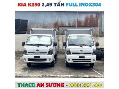 GIÁ XE TẢI KIA LĂN BÁNH BAO NHIÊU? KIA K250 FULL INOX 304 CỰC ĐẸP