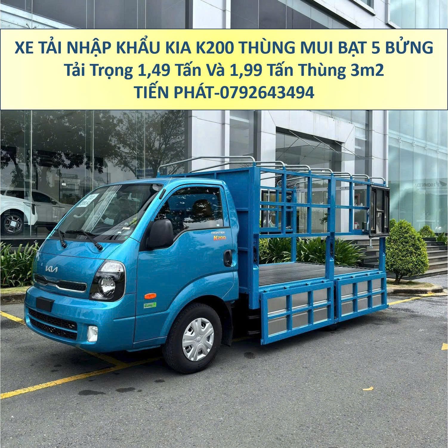 Xe Tải KIA K200 Thùng Mui Bạt 5 Bửng Tải Trọng 1 Tấn 1,4 Tấn và 2 Tấn Mới Nhất