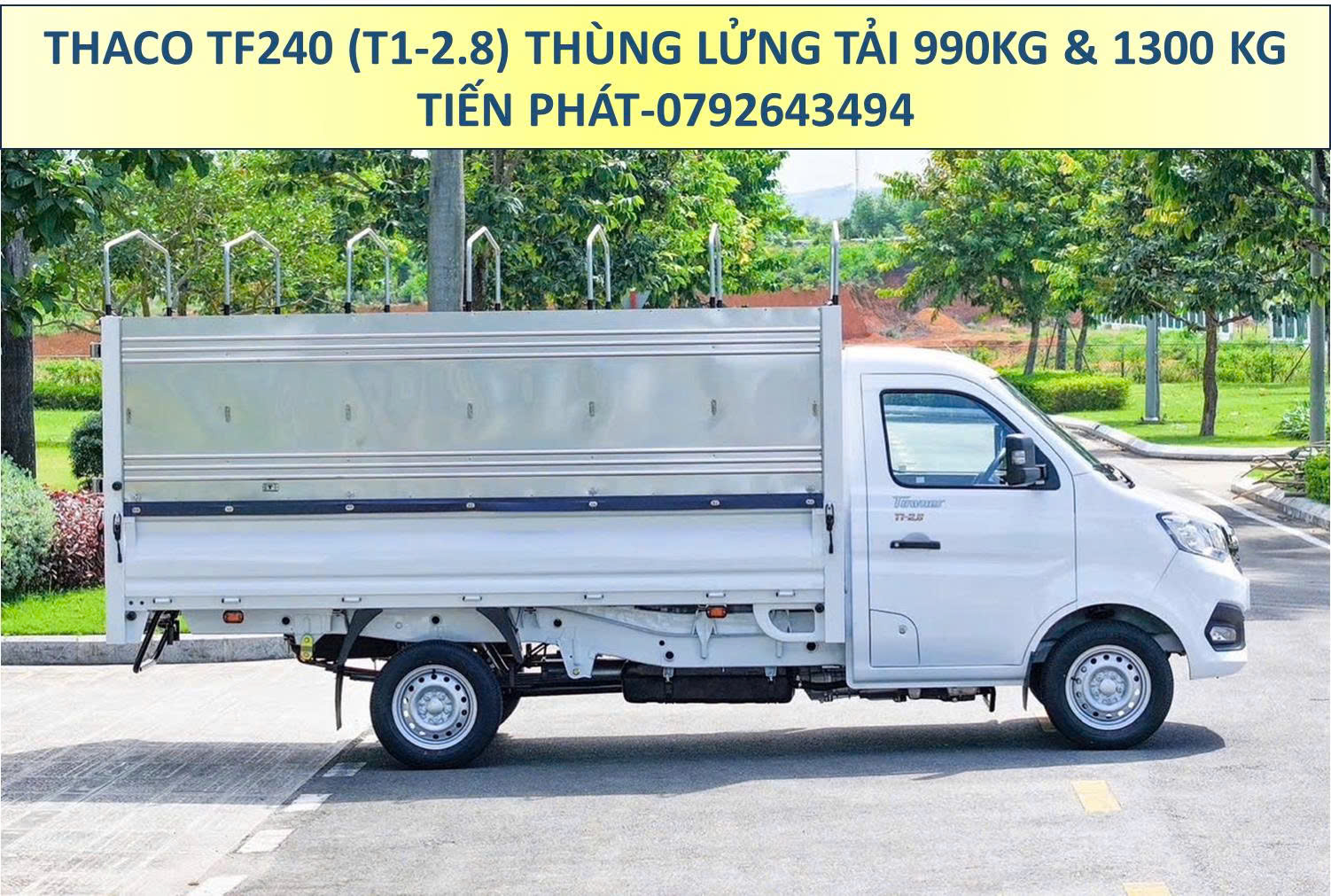 Xe Tải Thaco Thùng Mui Bạt Dài 3m25 TF240 (T1-2.8) Tải Trọng 990Kg và 1,3 Tấn