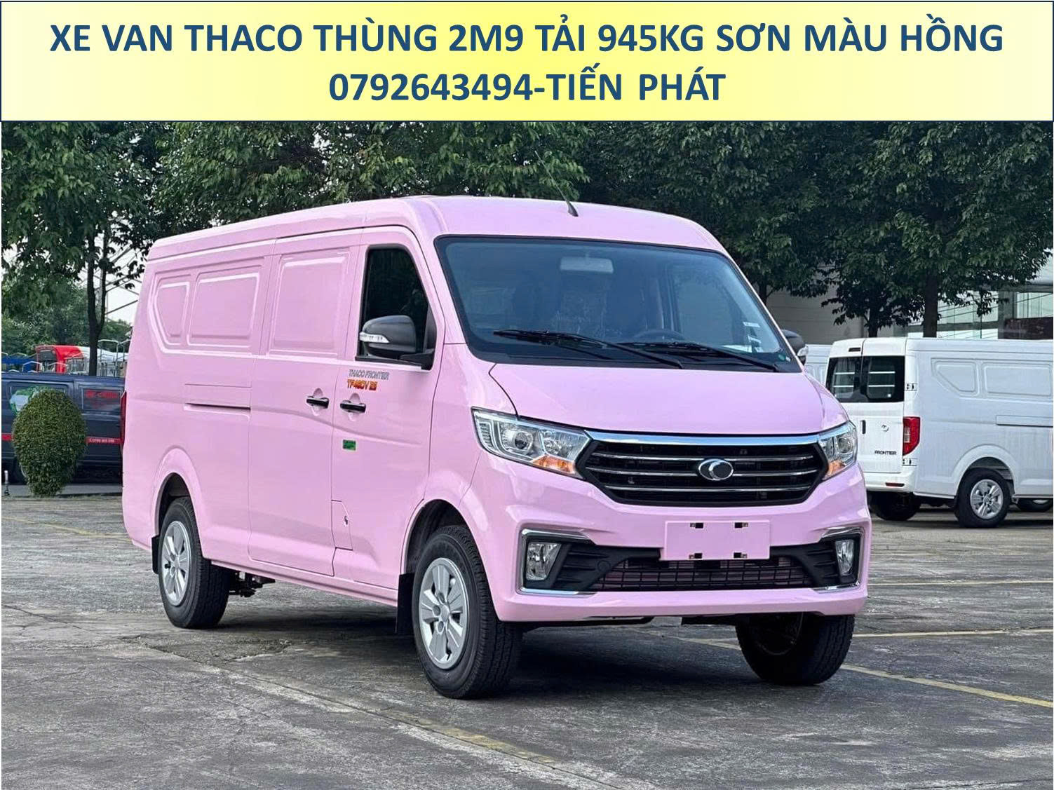 Xe Van Thaco Thùng 2m9 Tải 945Kg Sơn Màu Hồng Chạy 24/24 TP.HCM