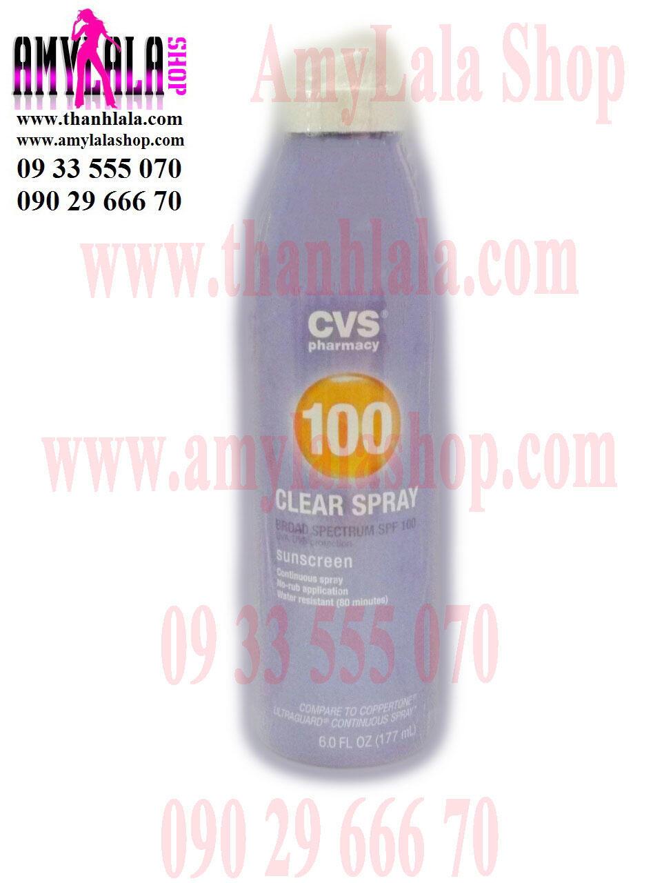 Xịt chống nắng làm sáng da CVS Clear Spray Sunscreen SPF100 177ml - 0933555070 - 0902966670