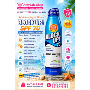 Xịt chống nắng Block Up! SPF70 Broad Spectrum Sunscreen dưỡng trắng da - 0858193968 - 0944193968 - amylalashop.com -