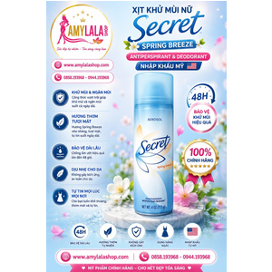 Xịt khử mùi nữ Secret Spring Breeze Antiperspirant Deodorant nhập khẩu Mỹ - 0858193968 - 0944193968 - amylalashop.com -