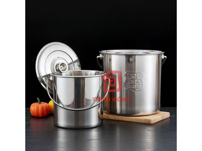 Xô Inox 304 Kích Thước 30x30cm (21 Lít) Cao Cấp, Có Nắp Đậy