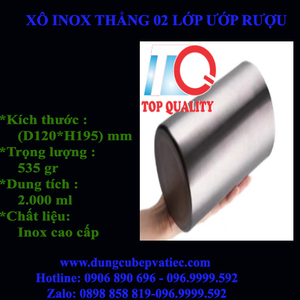 Xô inox thẳng 2 lớp ướp rượu