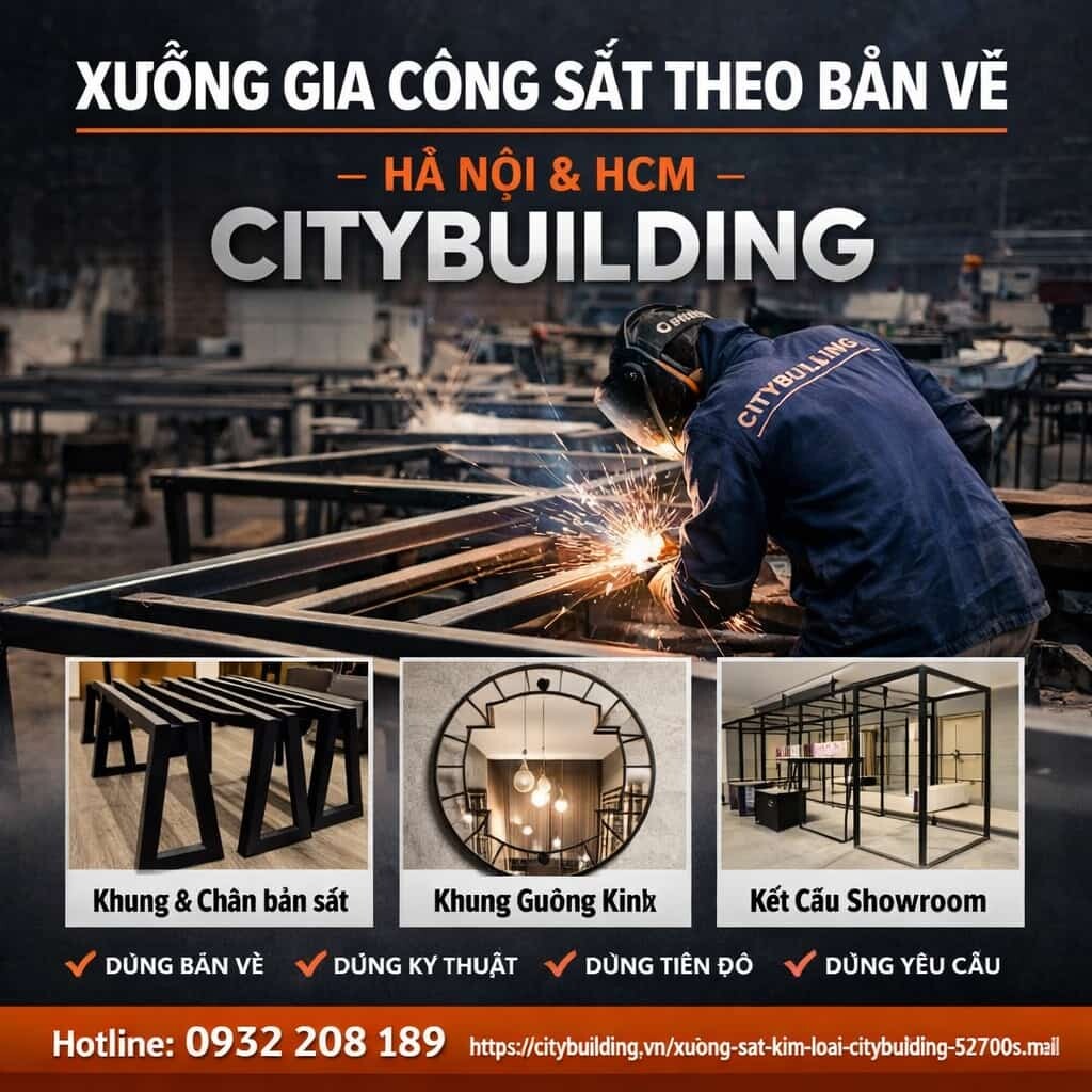 XƯỞNG GIA CÔNG SẮT THEO BẢN VẼ HÀ NỘI HCM CITYBUILDING