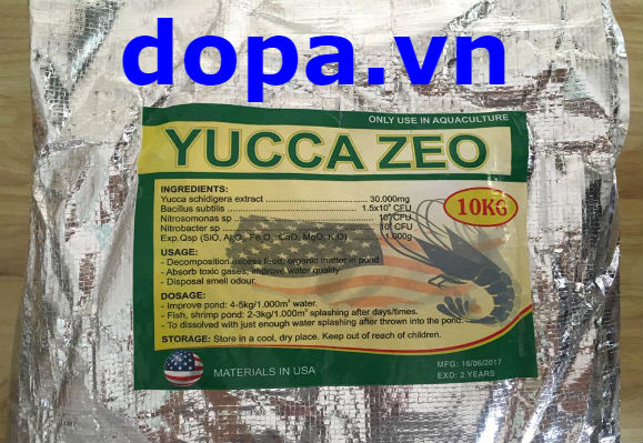 YUCCA ZEO là chế phẩm vi sinh xử lý đáy ao, làm sạch ao nuôi thủy sản cá tôm được Dopa.vn phân phối 