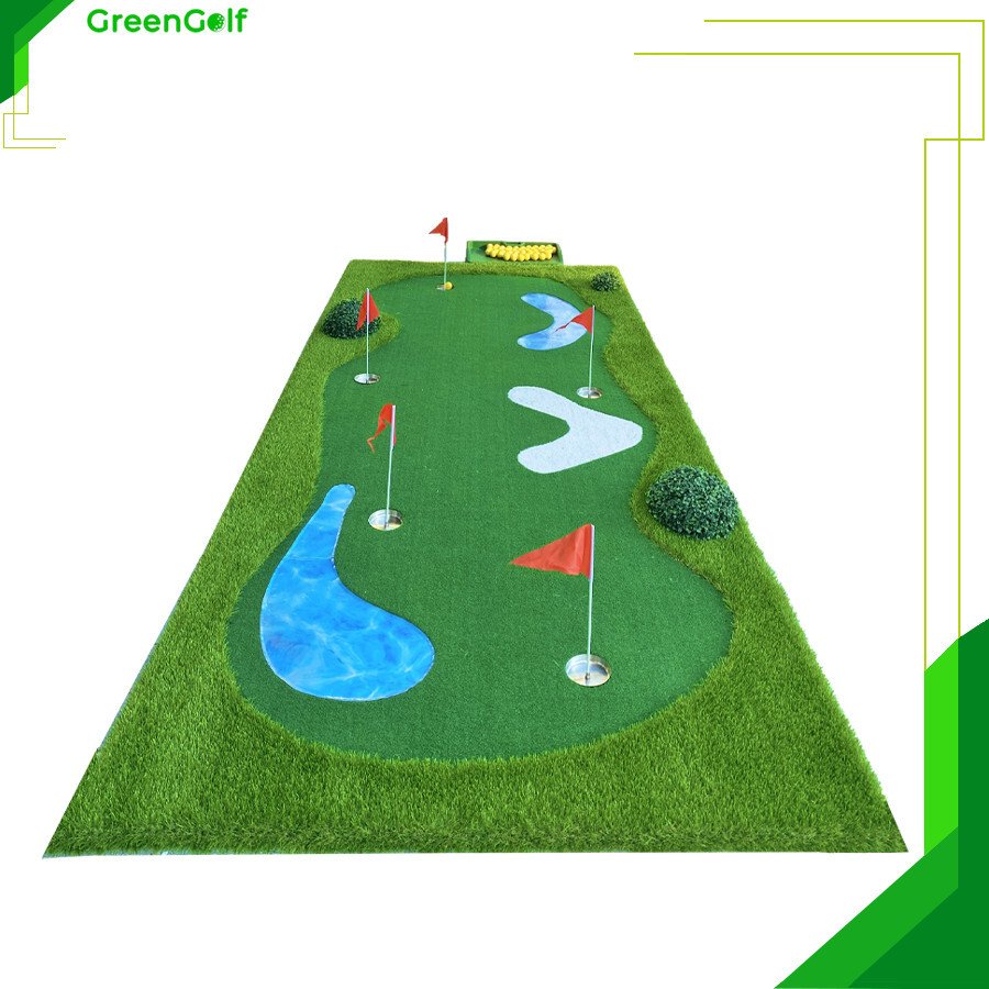 Thảm Putting Cao Cấp kích thước 1.5x3m thiết kế giống sân golf thu nhỏ, chất liệu cỏ cao cấp