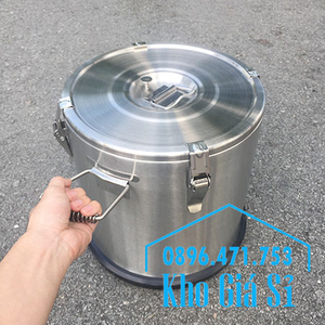 Thùng inox giữ nhiệt 35 lít bằng inox 2 lớp loại cao cấp chuyên đựng thức ăn và vận chuyển nước lèo