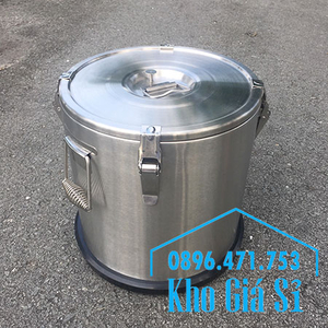 Thùng inox giữ nhiệt 35 lít bằng inox 2 lớp loại cao cấp chuyên đựng thức ăn và vận chuyển nước lèo