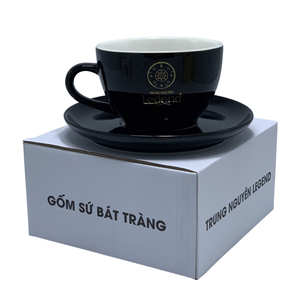 Bộ Tách Gốm Sứ Bát Tràng Đen Cappuccino Trung Nguyên